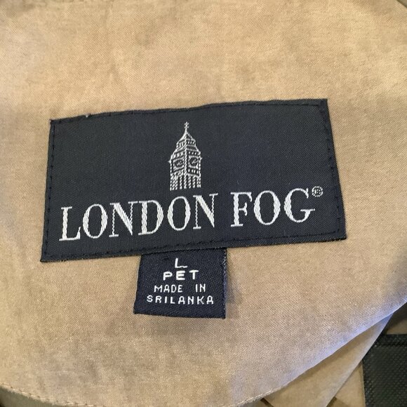London Fog Womens Coat Sz Petite Large Khaki Brown Tan All Weather Zip Up - Picture 10 of 10